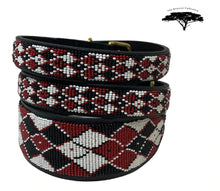Load image into Gallery viewer, TKC Maasai Shield Argyle Beaded Dog Lead