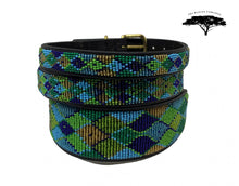 Load image into Gallery viewer, TKC Peacock Argyle Beaded Dog Lead