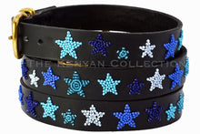 Load image into Gallery viewer, TKC Indigo Stars Belt - Wide Width - Silver Buckle